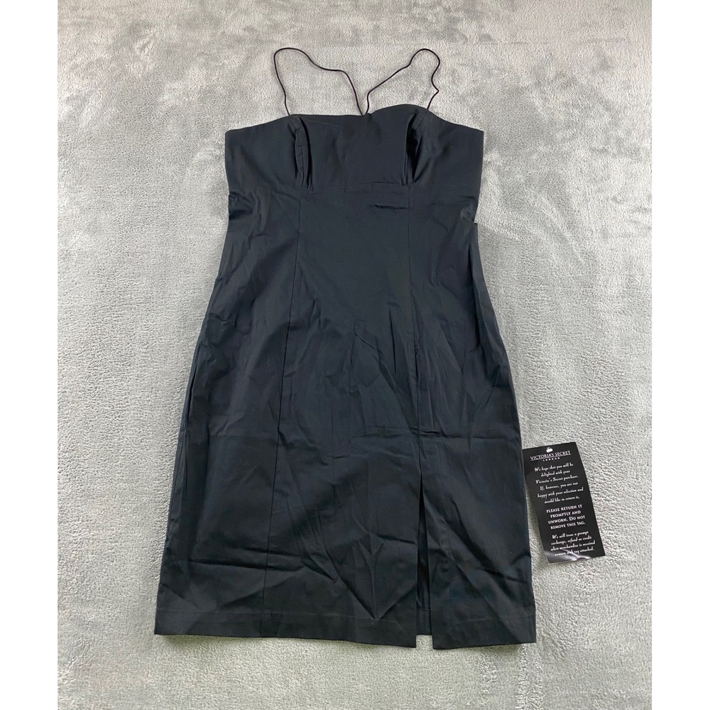 Hugo Buscati Victoria's Secret Black Sheath Dress Slit Spaghetti Strap Size 10